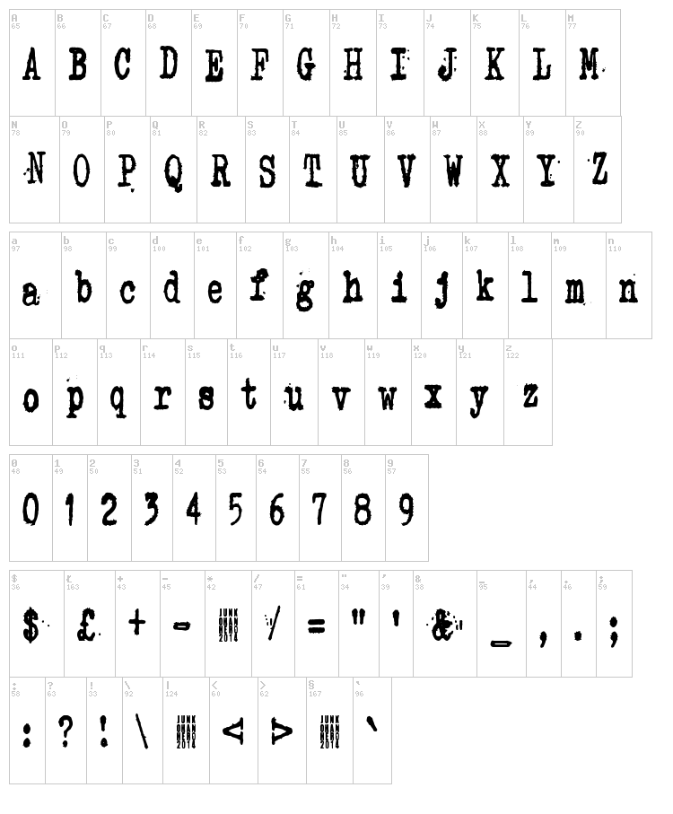 Zombie Queen font map